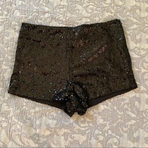 LF Black Sequined Short Shorts